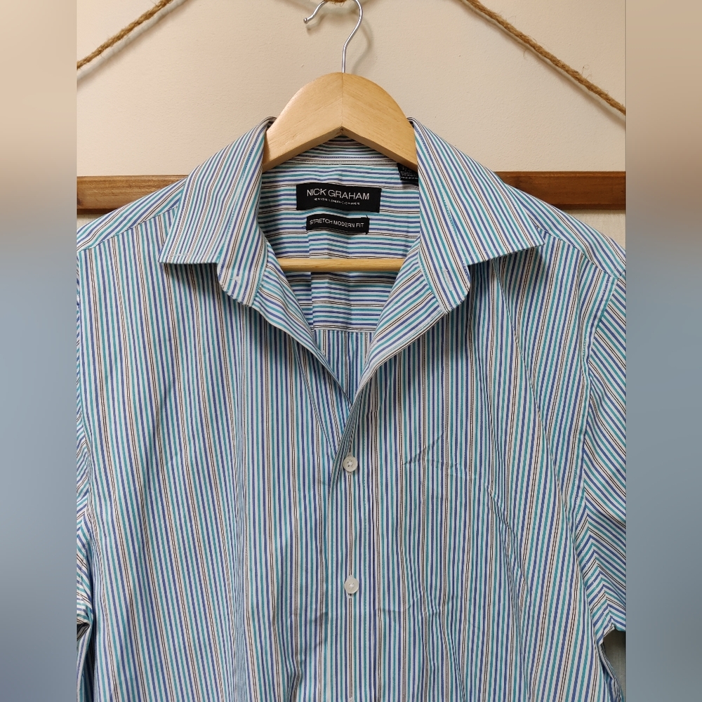 Nick Graham Stretch Modern Dress Shirt - Lg